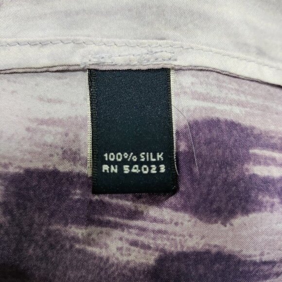 Banana Republic Purple Print Silk Ruffle Sleeveless Blouse Women's Size Medium - Picture 8 of 10